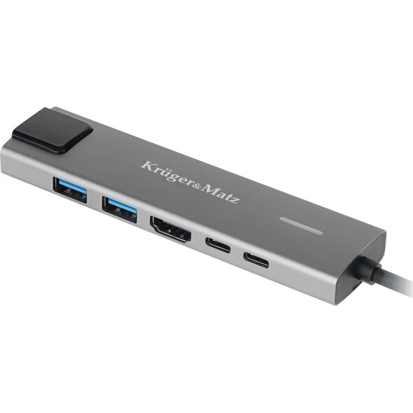 Adapter USB Kruger&Matz Adapter (HUB) USB typu C na HDMI/2x USB3.0/2x USB typu C/RJ45