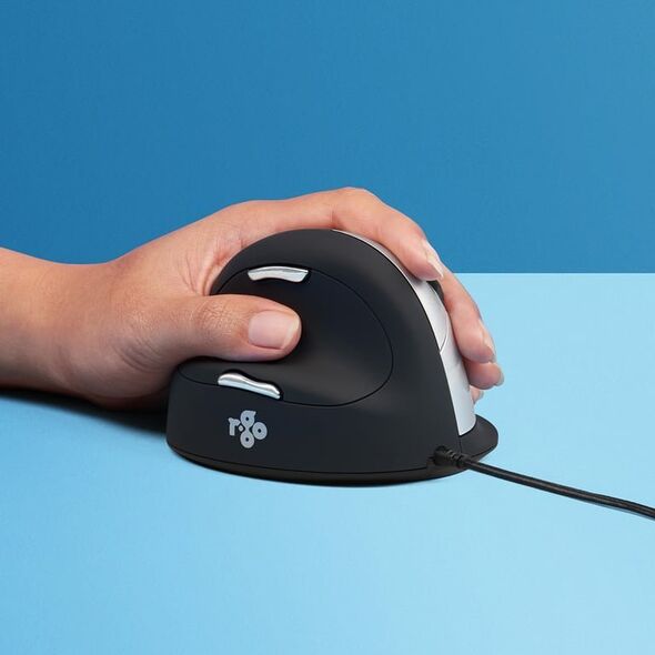 Mysz R-GO Tools R-Go Maus HE ergonomisch links  USB       groß    schw./silb