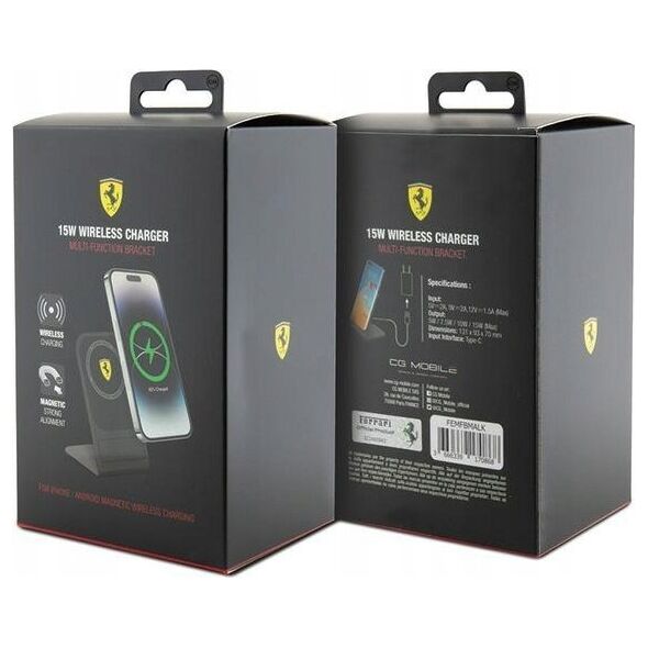 Ładowarka Ferrari Ferrari MagSafe Desk Charger with Stand - Ładowarka indukcyjna MagSafe 15W na biurko (czarny)