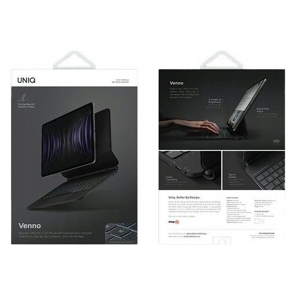 Etui na tablet Uniq Etui z klawiaturą UNIQ Venno Magnetic Smart do iPad Pro 11" (2021/2022) / Air 10,9" (2020/2022) czarne - Gwarancja bezpieczeństwa. Proste raty. Bezpłatna wysyłka od 170 zł.