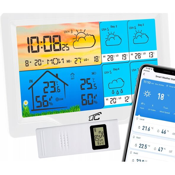 Stacja pogodowa Inne Stacja pogodowa SMART z kolorowym wyś.biała TYUA LXSTP08BS