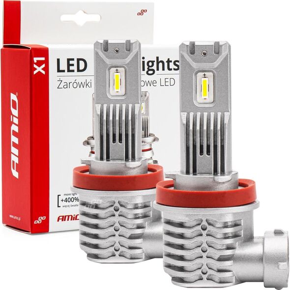 AMiO Żarówki samochodowe led seria x1 h8 h9 h11 6500k canbus amio-02967