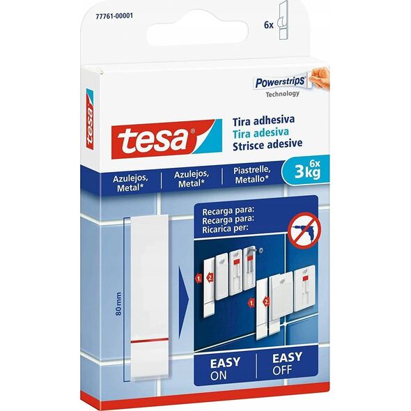 Tesa tesa tape, 6 pcs., suitable for tile and metal, up to 3kg (77761)