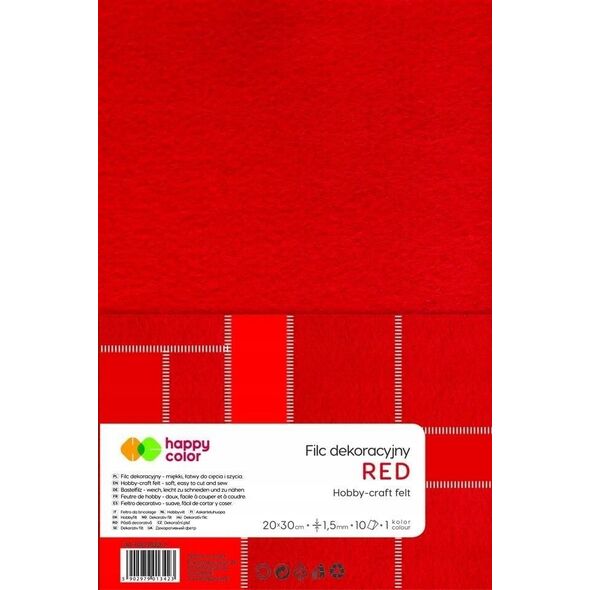 GDD Filc dekoracyjny czerwony 10szt HAPPY COLOR