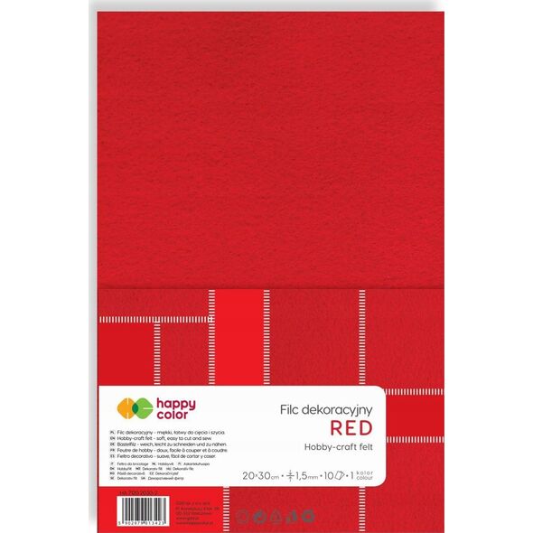 GDD Filc dekoracyjny czerwony 10szt HAPPY COLOR