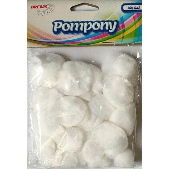 BREWIS Pompony puszyste białe 24szt