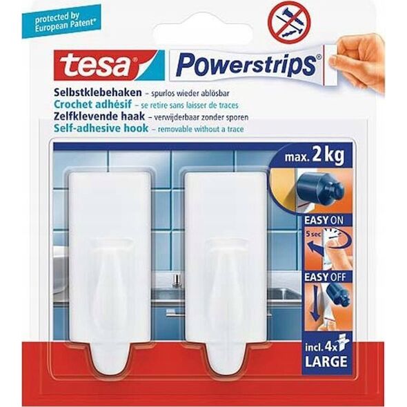Tesa TESA 58045-00000-20 wieszak Wewnętrzna Uniwersalny hak Biały 2 szt.
