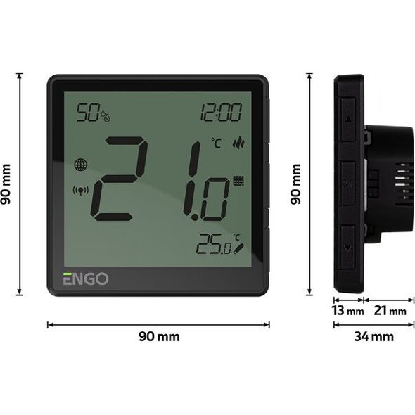 Engo Engo podtynkowy, internetowy regulator tempertatury ZigBee 230V, czarny EONE230B