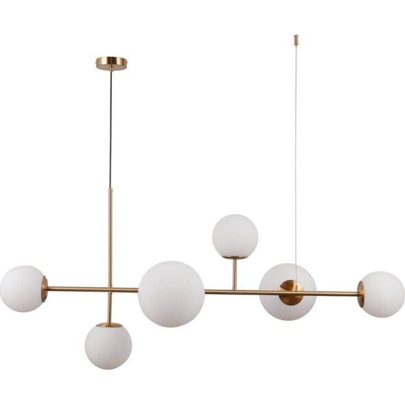 Lampa wisząca Italux LAMPA wisząca VAILANTE PND-31221-6-HBR Italux loftowa OPRAWA zwis szklane kule balls mosiądz