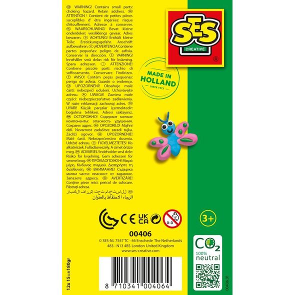 SES SES Plastelina 12 kolorów 180g 00406 04064