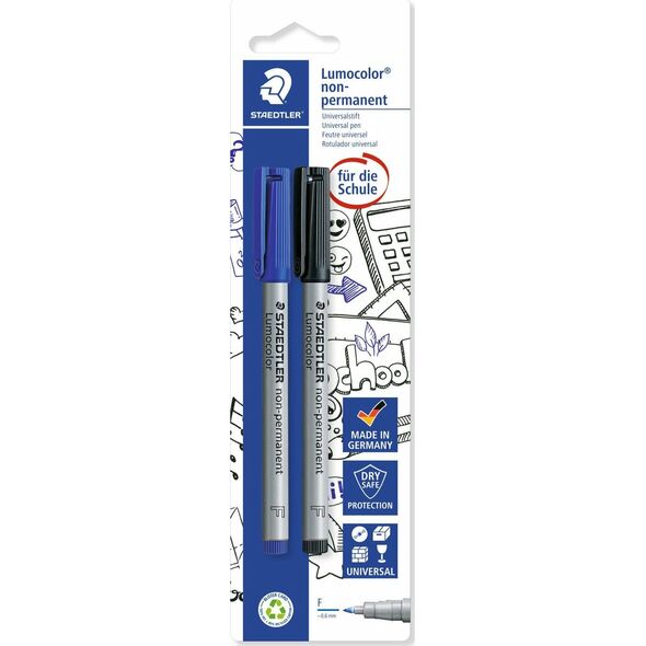 Staedtler Staedtler Lumocolor 316 marker 2 szt. Czarny, Niebieski