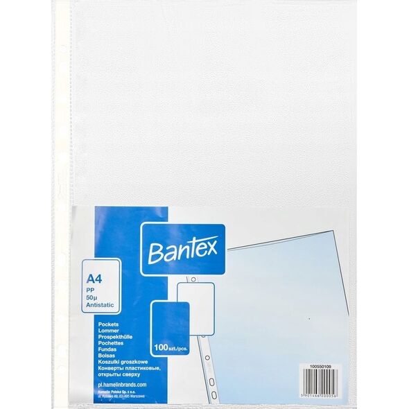 Bantex KOSZULKI GROSZKOWE A4 100 SZT. 203808