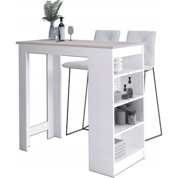 Fabryka Mebli Akord Stolik barowy pod hoker 115 cm - biały blat dąb sonoma