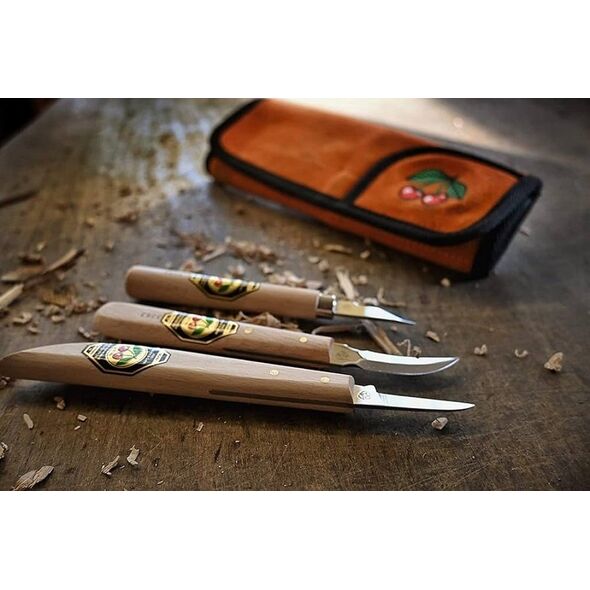 Kirschen Kirschen Set of carving knives Velourleather bag