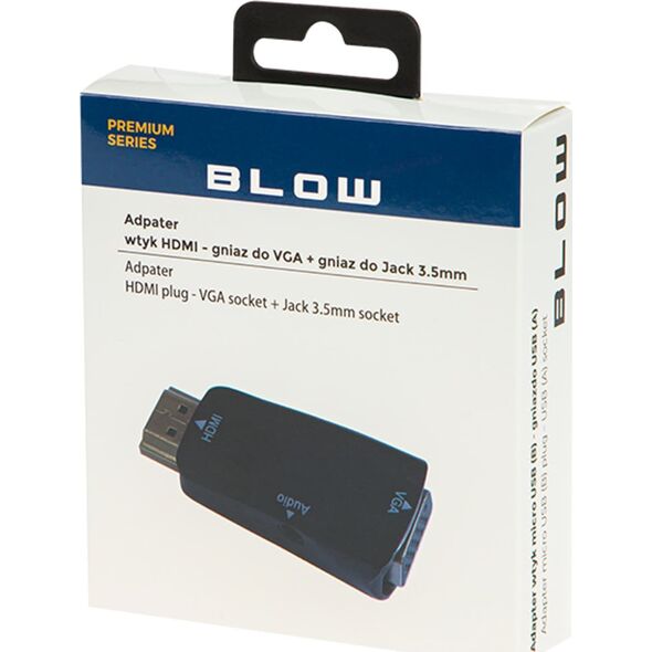Adapter AV Blow 92-121# Przej.hdmi wtyk - vga gniazdo+gn.3,5