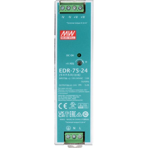 Mean Well Zasilacz impulsowy 24VDC 3,2A 76,8W EDR-75-24