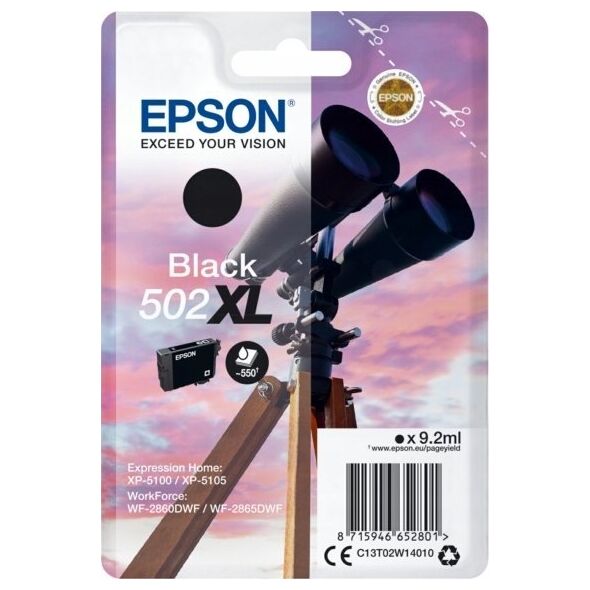 Tusz Epson Epson 502XL Multipack - 4er-Pack - 19.1 ml - mit hoher Kapazitat - Schwarz, Gelb, Cyan, Magenta - original - Blister mit RF- / akustischem Alarmsignal - Tintenpatrone - fur Expression Home XP-5100, XP-5150, WorkForce WF-2860, WF-2865DWF, WF-288