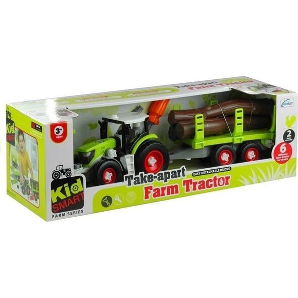 LeanToys Lean Toys Montavimo traktorius su priekaba medienai 43 cm