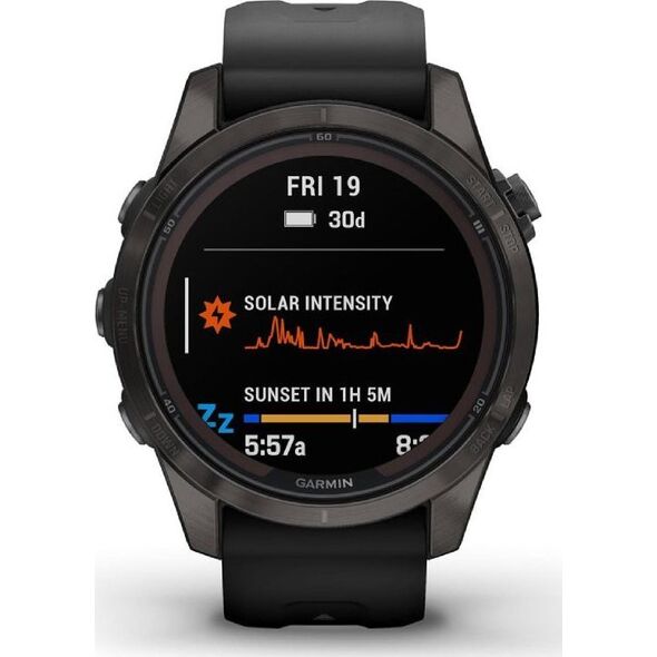 Zegarek sportowy Garmin Garmin fēnix® 7S Pro Sapphire Solar Carbon Grey DLC Titanium/Black 42mm