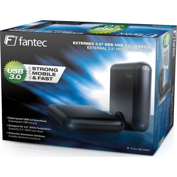Kieszeń Fantec FANTEC DB-F35U3 Externes Festplattengeh�use aus schwarzem Aluminium. Geeignet f�r 8,89cm 3,5Zoll SATA I/II/III Festplatten