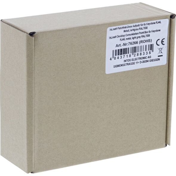 InLine InLine® Desktop Consolidation Point Box 6x Keystone RJ45, metal, light grey RAL7035