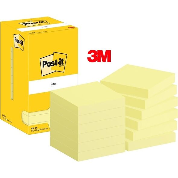 Post-it Post-It 654-CY, Square, Yellow, Paper, PEFC, 76 mm, 76 mm
