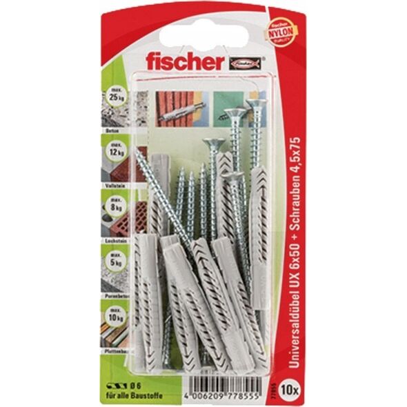 Fischertechnik  Fischer UX 6 x 50 SK Universalrawplug 50 mm 6 mm 77855 10 stk