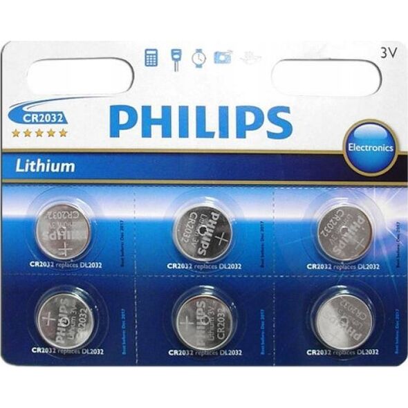 Philips Philips CR2032P601B, CR2032, Lithium, 6 pc(s), Silver