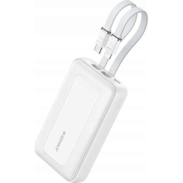 Anker Anker Power Bank (10K,30W, Built-In USB-C+Lightning Cable), White | Anker