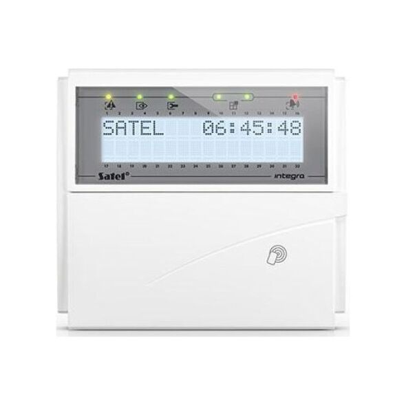 Satel SATEL Manipulator LCD (białe podświetlenie, czytnik kart zbliżeniowych 125 kHz) INT-KLCDR-W