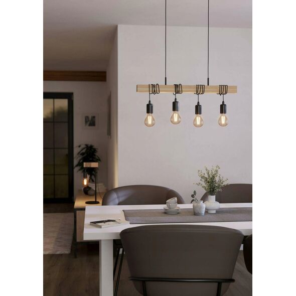 EGLO TOWNSHEND 1 LANGBORD 4L SORT/TRÆ FSC