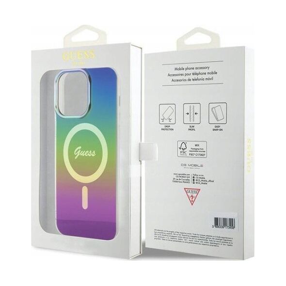 Guess GUHMP15XHITSK iPhone 15 Pro Max 6.7" multicolor/rainbow hardcase IML Iridescent MagSafe