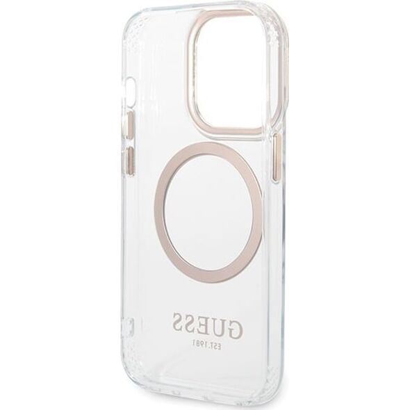 Guess GUHMP15XHTRMD iPhone 15 Pro Max 6.7" złoty/gold hard case Metal Outline Magsafe