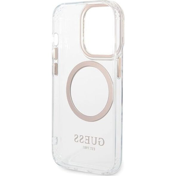 Guess GUHMP15LHTRMD iPhone 15 Pro 6.1" złoty/gold hard case Metal Outline Magsafe