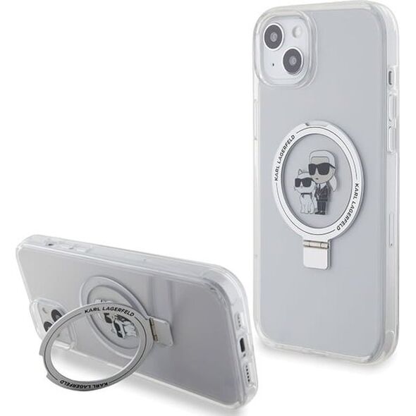 Etui Karl Lagerfeld KLHMP15MHMRSKCH Apple iPhone 15 Plus / 14 Plus hardcase Ring Stand Karl&Choupettte MagSafe biały/white