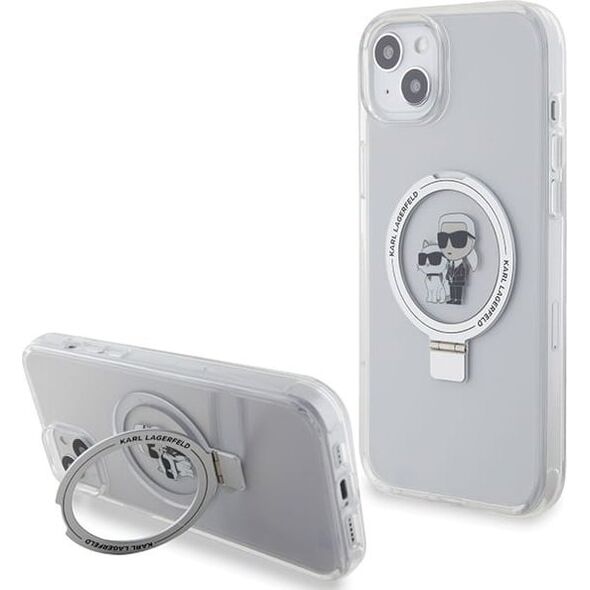Etui Karl Lagerfeld KLHMP15MHMRSKCH Apple iPhone 15 Plus / 14 Plus hardcase Ring Stand Karl&Choupettte MagSafe biały/white