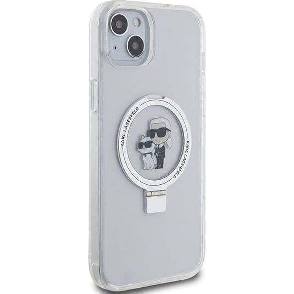 Etui Karl Lagerfeld KLHMP15MHMRSKCH Apple iPhone 15 Plus / 14 Plus hardcase Ring Stand Karl&Choupettte MagSafe biały/white
