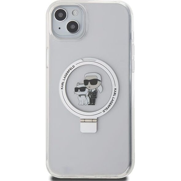 Etui Karl Lagerfeld KLHMP15MHMRSKCH Apple iPhone 15 Plus / 14 Plus hardcase Ring Stand Karl&Choupettte MagSafe biały/white