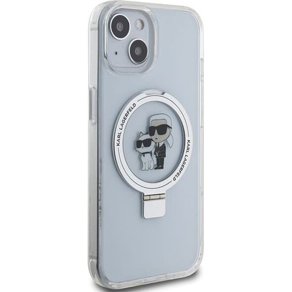 Etui Karl Lagerfeld KLHMP15SHMRSKCH Apple iPhone 15 / 14 / 13 hardcase Ring Stand Karl&Choupettte MagSafe biały/white