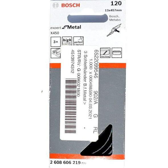 3-piece sanding belt set 13 x 455 mm, 120 Bosch 2608606219