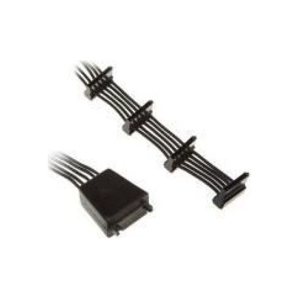 SilverStone SATA 15-pin - SATA 15-pin x4, 0.19m, Czarny (SSTCP06E4SATAIIAnschlusskabel)