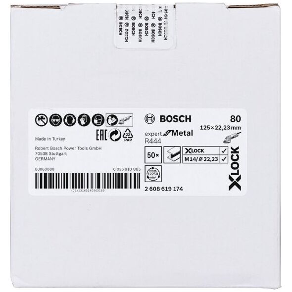 Bosch Bosch X-LOCK fiber disc R444 Expert for Metal, 125mm, grinding disc (O 125mm, K 80)