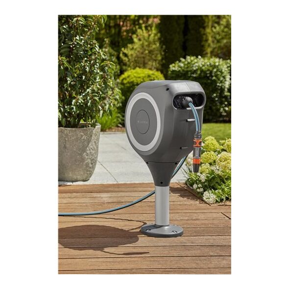 Gardena GARDENA patio hose box RollUp M, 20 meters, hose reel (grey/white, incl. cleaning syringe)