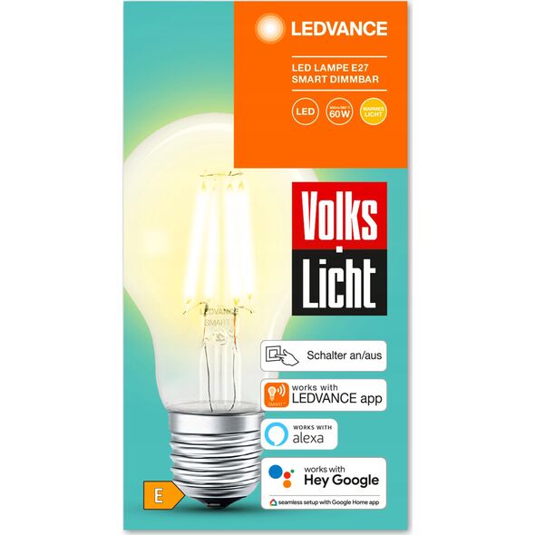 Osram LEDVANCE SMART+ BT CLA60 60 6 W/2500K E27, LED lamp (filament, Bluetooth, replaces 60 watts)