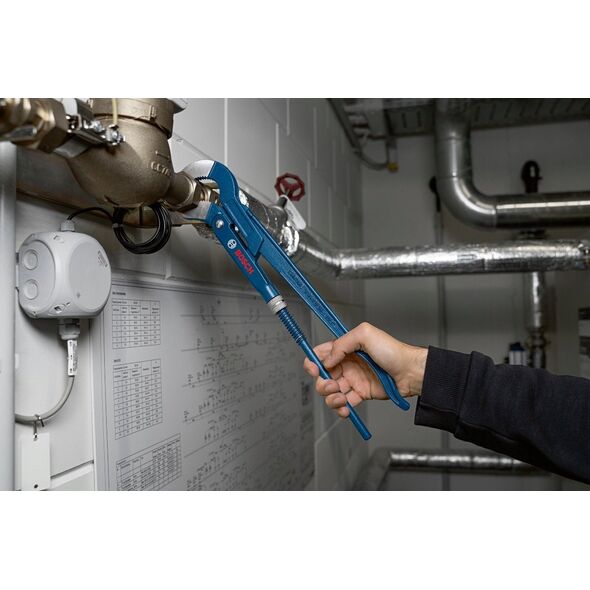 Bosch Bosch plumbing corner pipe wrench 45° Professional 420mm, S-jaw, pipe / water pump pliers (blue, gripping jaw position 45°)