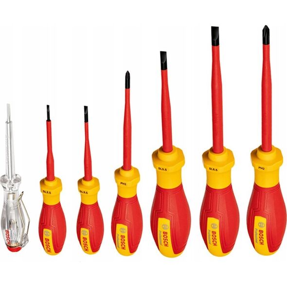 Bosch Bosch VDE screwdriver set PH/SL Professional, 7-piece (red/yellow, 6 VDE screwdrivers, phase tester SL3)