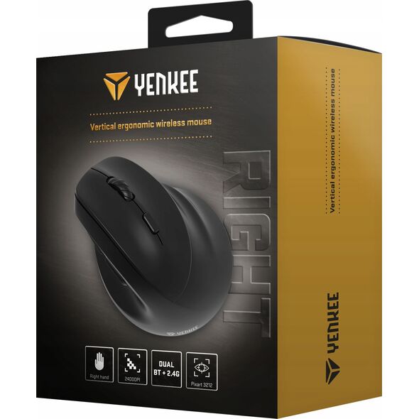 Mysz Yenkee Mysz bezprzewodowa ergonomiczna praworęczna,akumulator Dual WL+BT