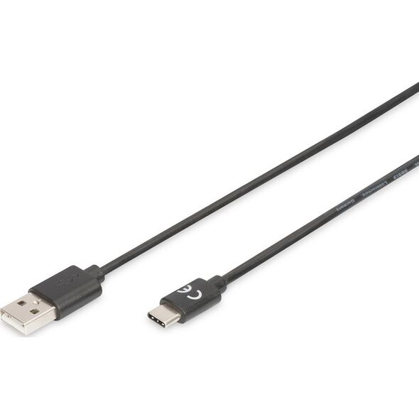Kabel USB Digitus USB-A - USB-C 1 m Czarny (AK-300154-010-S)