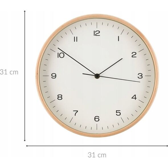 Zegar ścienny ze sklejki, Ø 31 cm