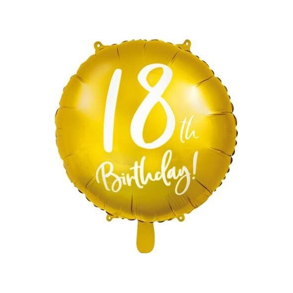 Party Deco Balon foliowy 18th Birthday, złoty, 45 cm uniwersalny